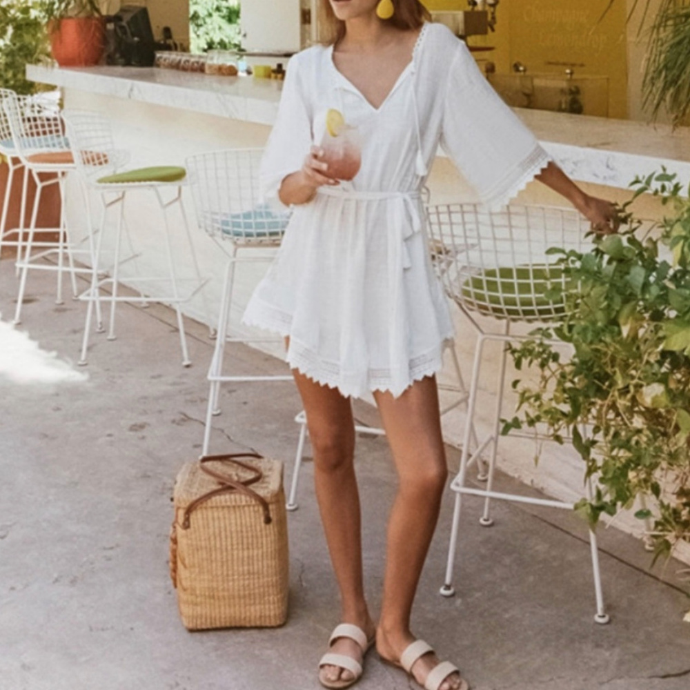 White Short Beach Coverup - Picture 4 of 7